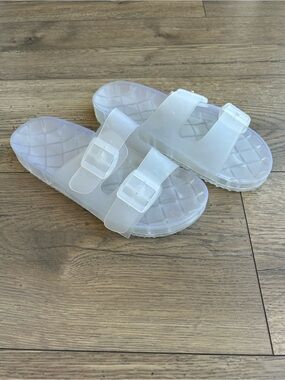 Funky Monkey Clear Jelly Slide Sandals with Adjustable Buckles